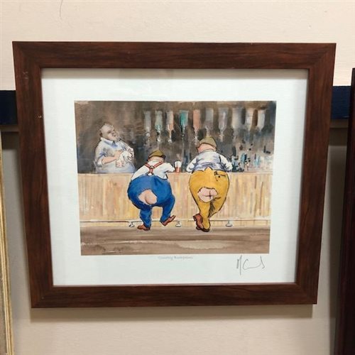 Lot 356 - A WATERCOLOUR BY MURIEL MARSKELL WITH OTHER PAINTINGS AND PRINTS