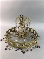 Lot 248 - A GILT METAL AND CUT GLASS CHANDELIER