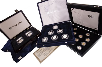 Lot 606 - FIVE VARIOUS SILVER PROOF AND OTHER COIN SETS AND PART SETS