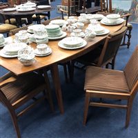 Lot 391 - A TEAK DINING TABLE AND SIX CHAIRS