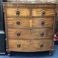 Lot 395 - A 19TH CENTURY MAHOGANY CHEST OF DRAWERS