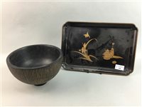 Lot 408 - A LOT OF CARVED WOODEN FIGURES, JEWELLERY BOX AND SERVING TRAY