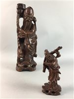 Lot 417 - A LOT OF TWO CHINESE ROOTWOOD FIGURES