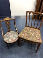 Lot 458 - A MAHOGANY UPHOLSTERED TUB CHAIR AND OTHER CHAIRS