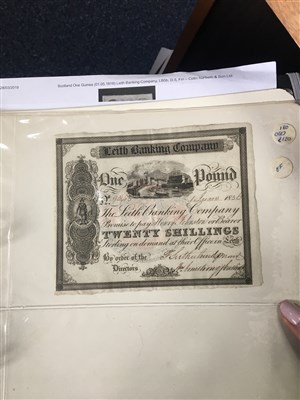 Lot 613 - A RARE ARCHIVE: COLLECTION OF EARLY BANKNOTES FROM THE LEITH BANKING COMPANY