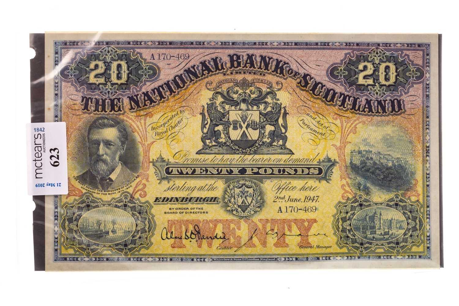 Lot 623 - THE NATIONAL BANK OF SCOTLAND £20 NOTE 1947