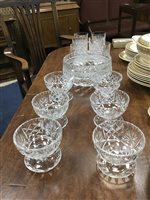 Lot 147 - A SET OF SIX CRYSTAL GLASSES, SIX CRYSTAL BOWLS AND A FRUIT BOWL