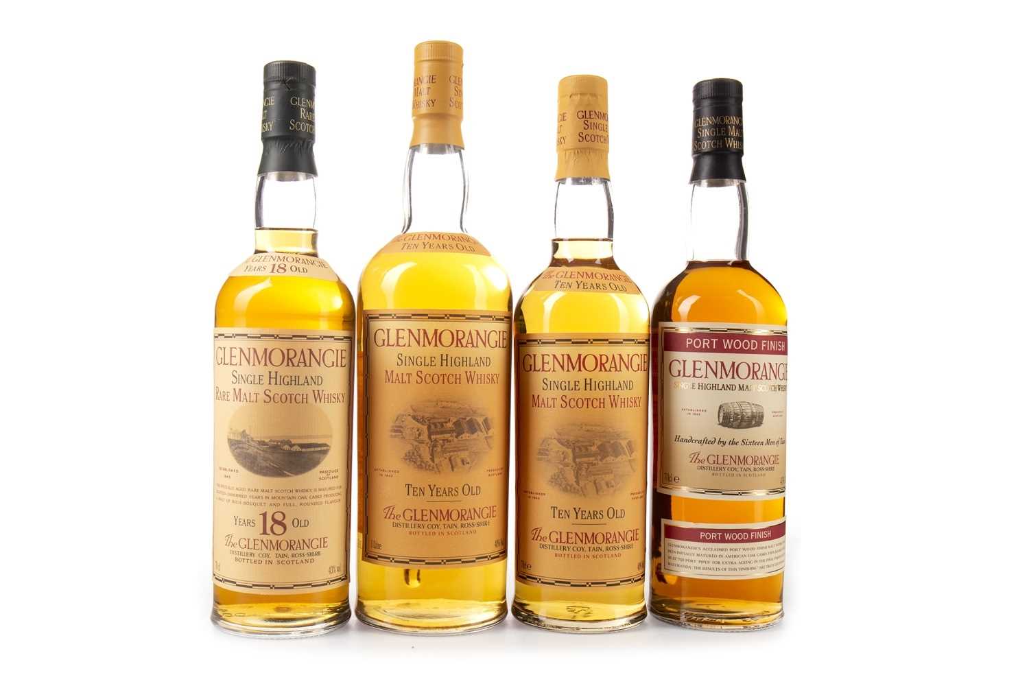 Lot 182 - GLENMORANGIE 18 YEARS OLD, PORT WOOD AND TWO 10 YEARS OLD