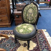 Lot 371 - A SCOTTISH 19TH CENTURY EMBROIDERED NURSING CHAIR