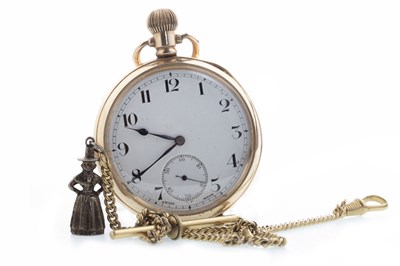 Lot 771 - A GOLD PLATED FULL HUNTER POCKET WATCH