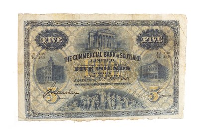 Lot 625 - THE COMMERCIAL BANK OF SCOTLAND £5 NOTE 1921