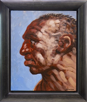 Lot 627 - A HEAD STUDY IN OIL, BY PETER HOWSON