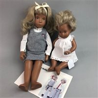 Lot 21 - A SASHA BLONDE SCHOOL GIRL DOLL, ANOTHER DOLL AND BROCHURE