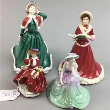 Lot 59 - A ROYAL DOULTON PRETTY LADIES CHRISTMAS DAY FIGURE AND OTHER CERAMICS