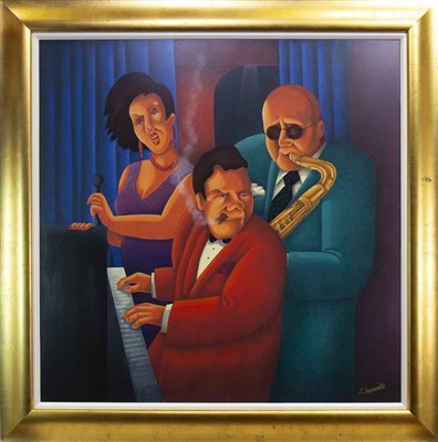 Lot 663 - SINGING THE BLUES, AN OIL BY JOAN SOMERVILLE