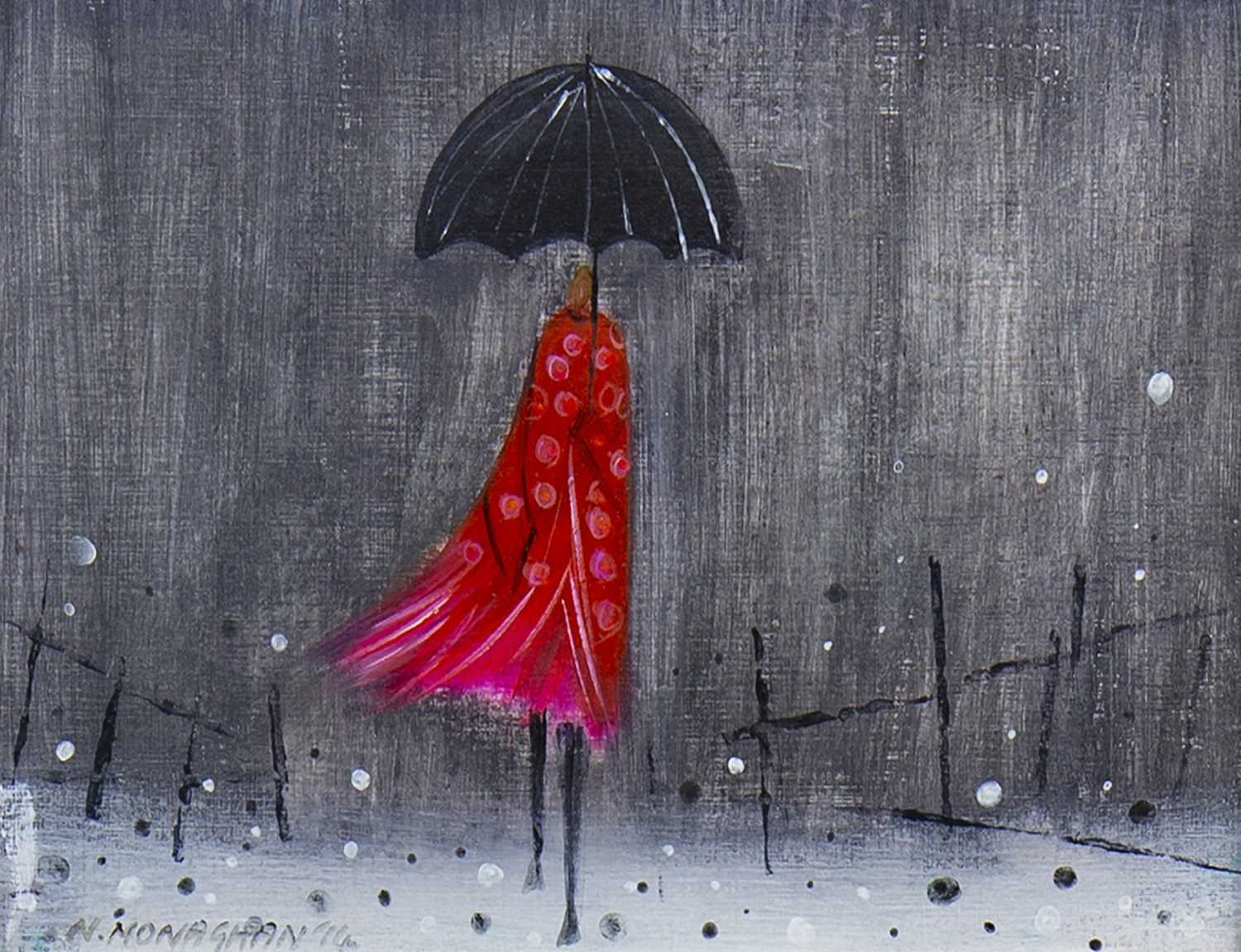 Lot 684 - RED IN THE RAIN, A MIXED MEDIA BY NIKKI MONAGHAN