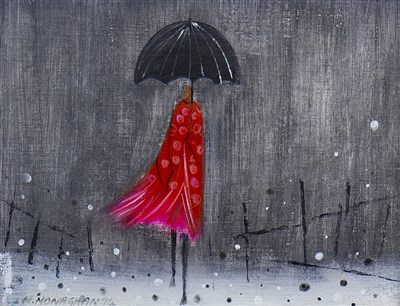 Lot 684 - RED IN THE RAIN, A MIXED MEDIA BY NIKKI MONAGHAN