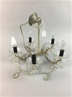 Lot 27 - A PAIR OF CRYSTAL FIVE BRANCH CHANDELIERS