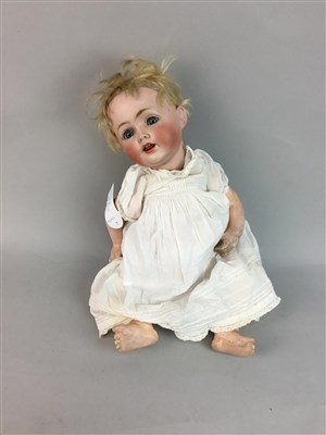 Lot 54 - A GERMAN BISQUE HEADED DOLL, COLLECTION OF THIMBLES AND OTHER CERAMICS