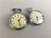 Lot 50 - A LOT OF TWO METAL CASED POCKET WATCHES, COSTUME JEWELLERY AND AN INSTRUMENT SET