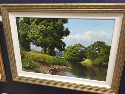Lot 1877 - THE RIVER WHARFE NEAR GRASSINGTON, AN OIL BY MICHAEL JAMES SMITH
