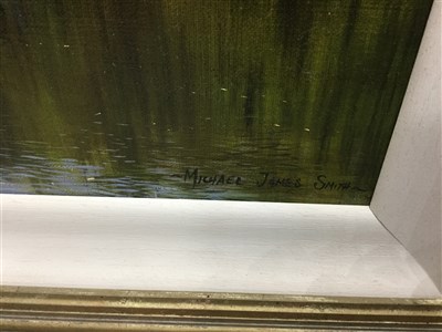 Lot 1877 - THE RIVER WHARFE NEAR GRASSINGTON, AN OIL BY MICHAEL JAMES SMITH