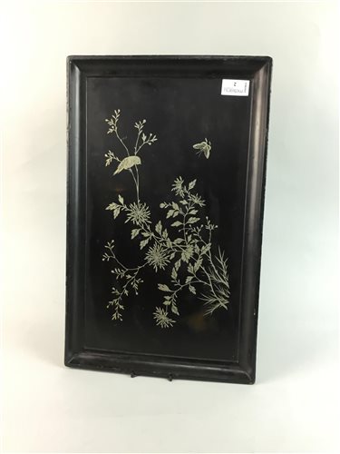 Lot 2 - A CHINESE SILVER INLAID LACQUERED TRAY