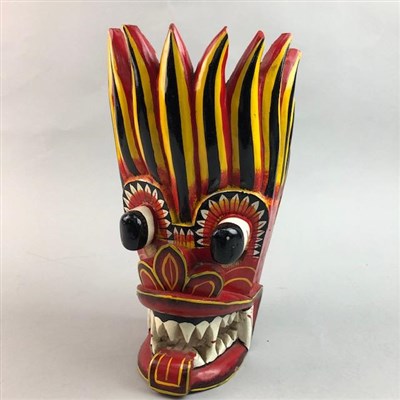 Lot 70 - A PAINTED ORNAMENTAL TRIBAL MASK