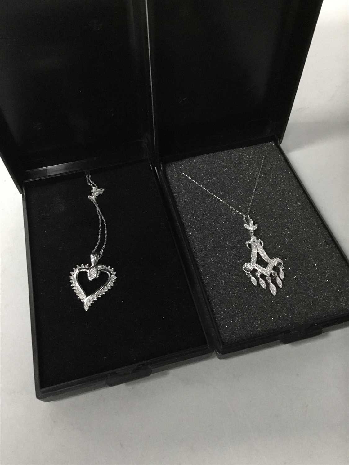 Lot 4 - A DIAMOND HEART PENDANT AND ANOTHER PENDANT