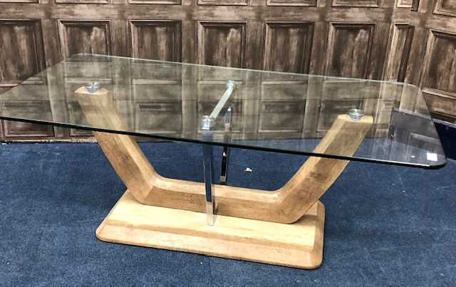 Lot 202 - A GLASS TOPPED COFFEE TABLE