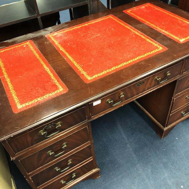 Lot 207 A MAHOGANY REPRODUCTION WRITING DESK