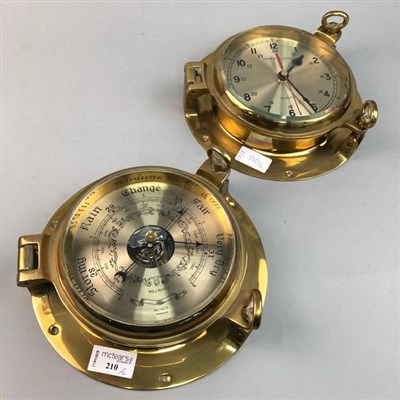 Lot 210 - A SHIPS STYLE CLOCK AND BAROMETER