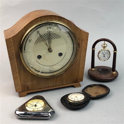 Lot 218 - A BENTIMA 8 DAY MANTEL CLOCK AND THREE OTHER TIMEPIECES