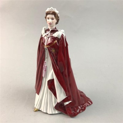 Lot 208 - A ROYAL WORCESTER FIGURE OF H.M QUEEN AND ANOTHER FIGURE OF THE QUEEN