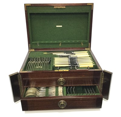 Lot 835 - A CANTEEN OF EARLY 20TH CENTURY SILVER PLATED ABLE APPOINTMENTS