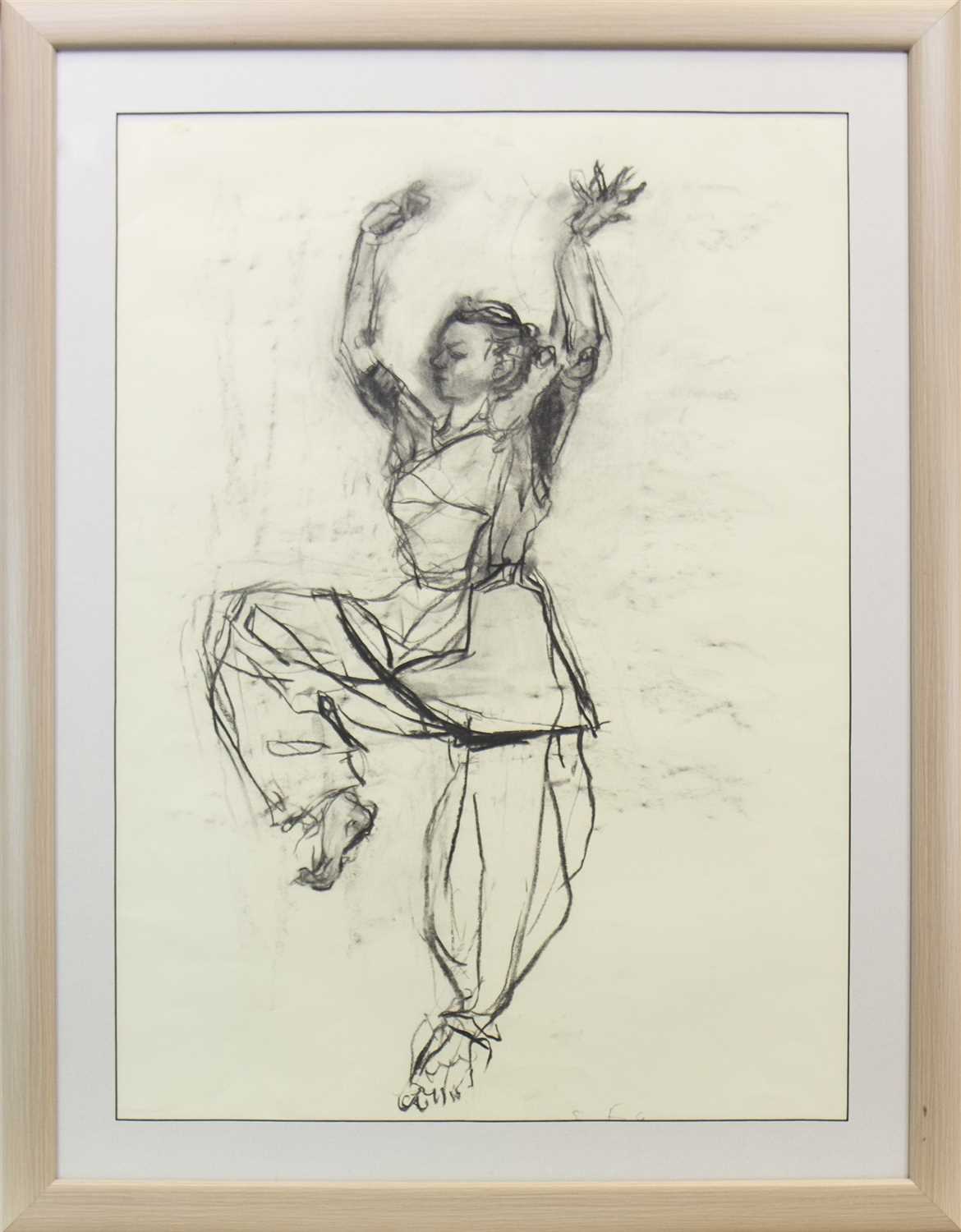 Lot 476 - HAUGHTY DANCER, A CHARCOAL BY SIRI FRANCE