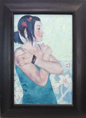 Lot 719 - TURQUOISE, AN OIL BY KELLY-ANNE CAIRNS
