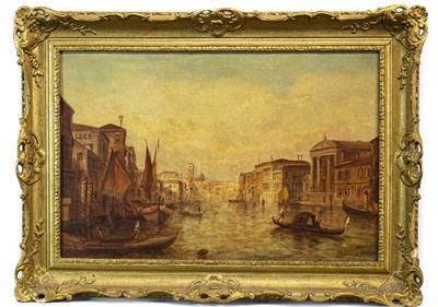 Lot 502 - GRAND CANAL, VENICE II, AN OIL BY ALFRED POLLENTINE