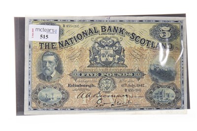 Lot 515 - THE NATIONAL BANK OF SCOTLAND £5 NOTE 1942
