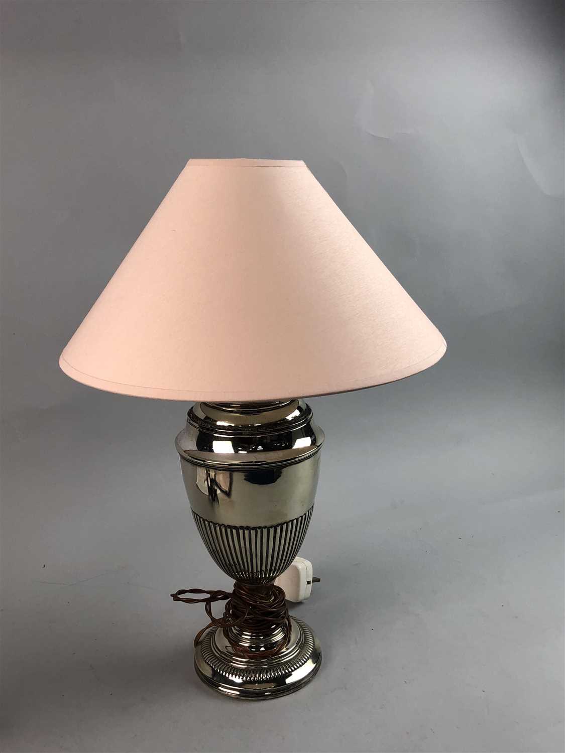 Lot 184 - A SILVER PLATED TABLE LAMP