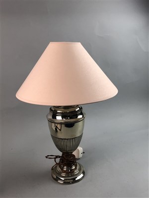 Lot 184 - A SILVER PLATED TABLE LAMP