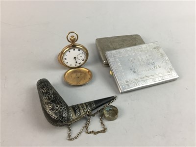 Lot 191 - A GOLD PLATED POCKET WATCH AND OTHER ITEMS