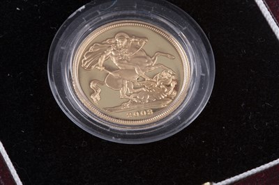 Lot 511 - A THE ROYAL MINT PROOF SOVEREIGN 2003