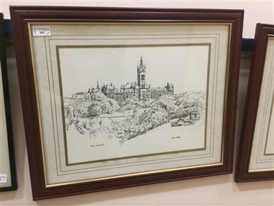 Lot 393 - A LOT OF TWO ARCHITECTURAL PRINTS OF GLASGOW BY DABOD WALKER