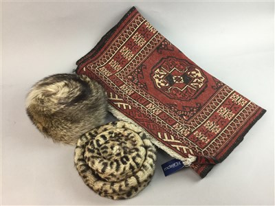 Lot 341 - A MIDDLE EASTERN RUG AND VARIOUS FUR ITEMS