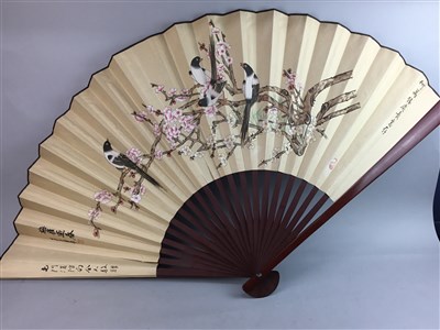 Lot 351 - A LARGE EASTERN FAN AND A WALL HANGING