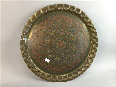 Lot 336 - A BURMESE ENAMEL BRASS TABLE TOP AND ANOTHER