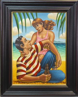 Lot 759 - OUR HOLIDAY IN THE SUN, AN OIL BY GRAHAM MCKEAN