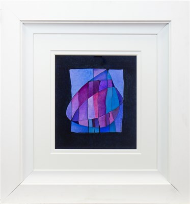 Lot 765 - BLUE PURPLE ROSE, AN ACRYLIC BY ERNESTO FLORIANO VAZ