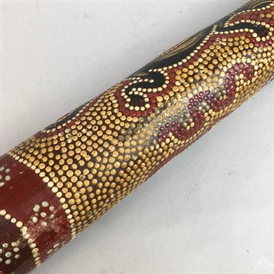 Lot 408 - A PAINTED WOOD DIDGERIDOO